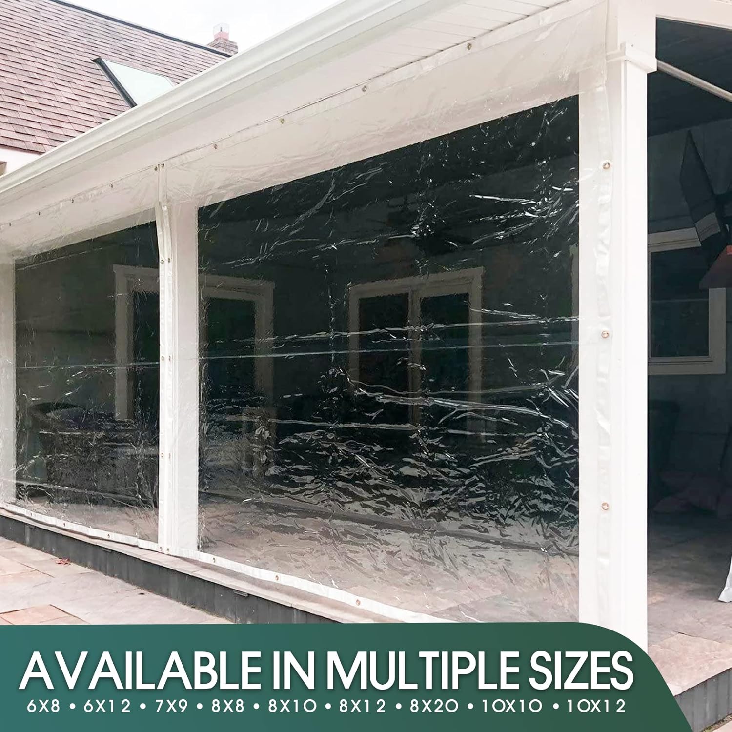 Clear PVC Tarp with Rustproof Grommets, 8 by 10 Feet I8656