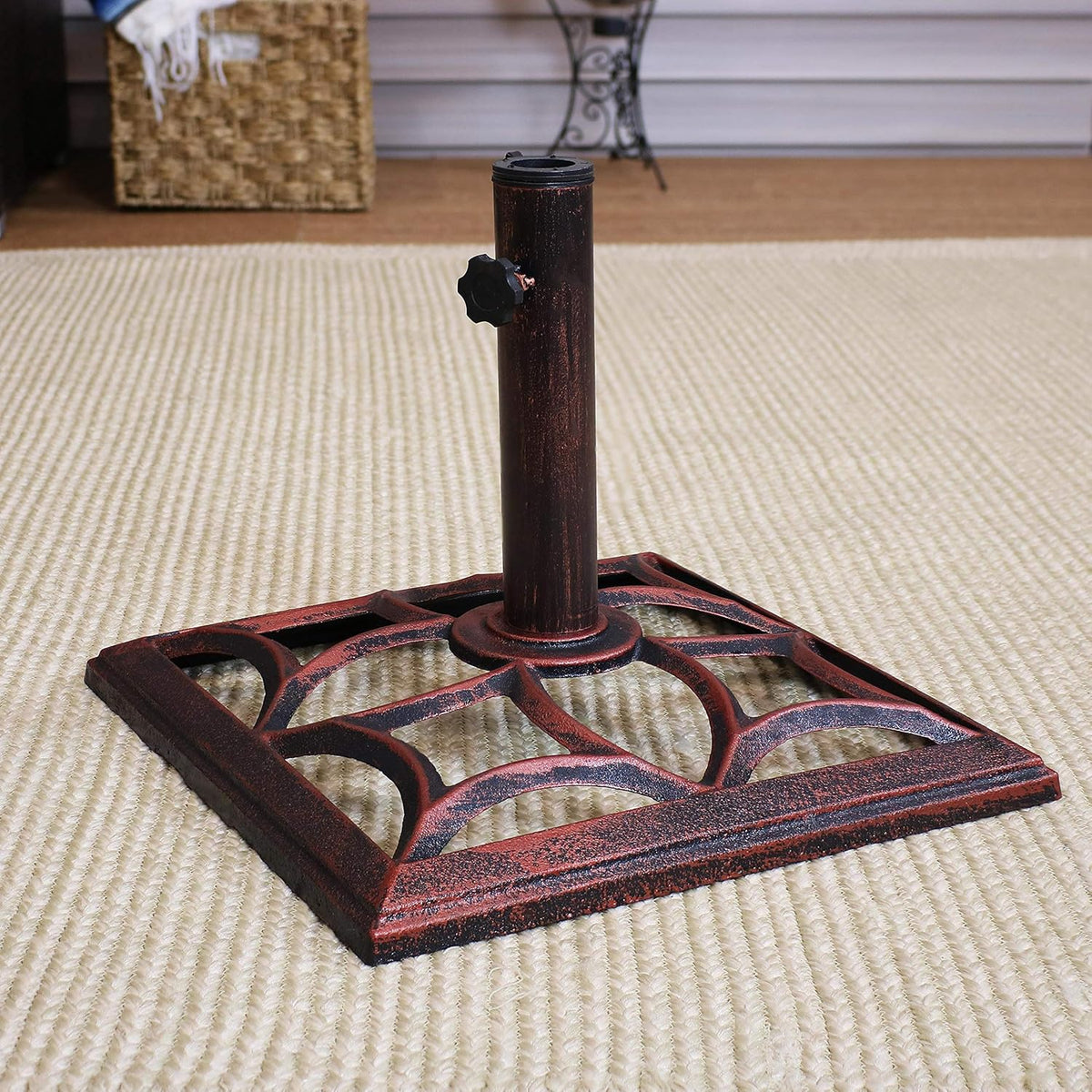 16-Inch Square Cast Iron Umbrella Base Stand Q8568