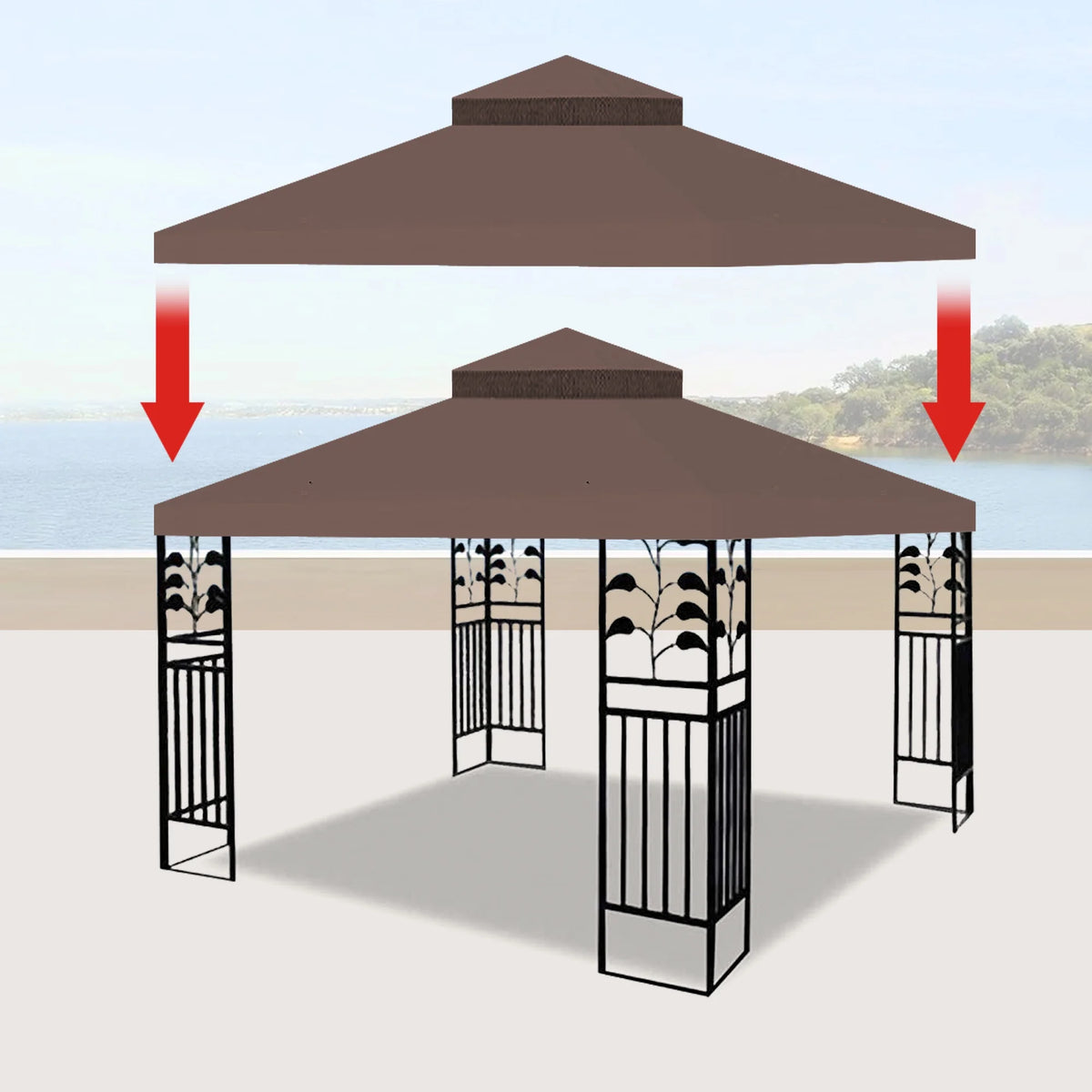 10 x 10 Ft Waterproof Gazebo Replacement Cover L213