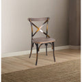 Industrial Style Wood and Metal Armless Side Chair C241