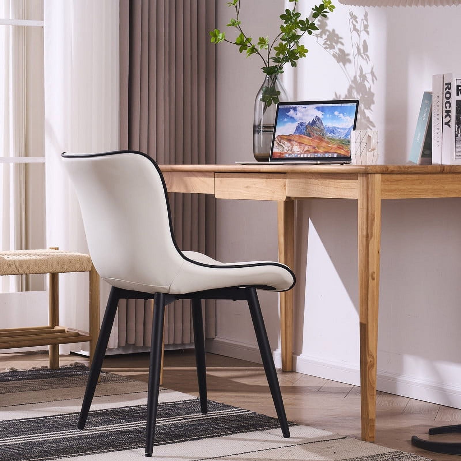 White Faux Leather Dining Chair Set of 2 F18943