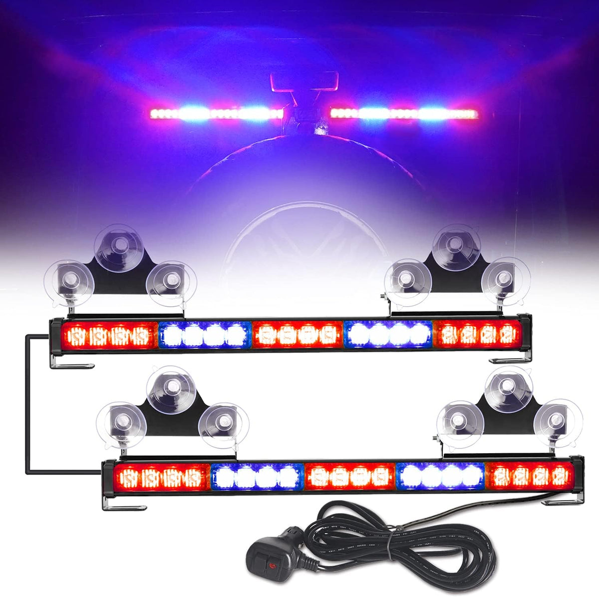 Green/White 40 LED 2 in 1 Traffic Advisor Strobe Light Bar Pack of 2 X69577