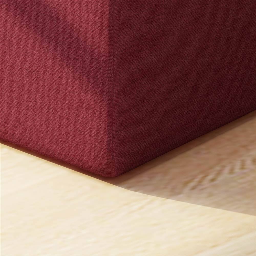 Deep Red Fabric Square Ottoman D311649