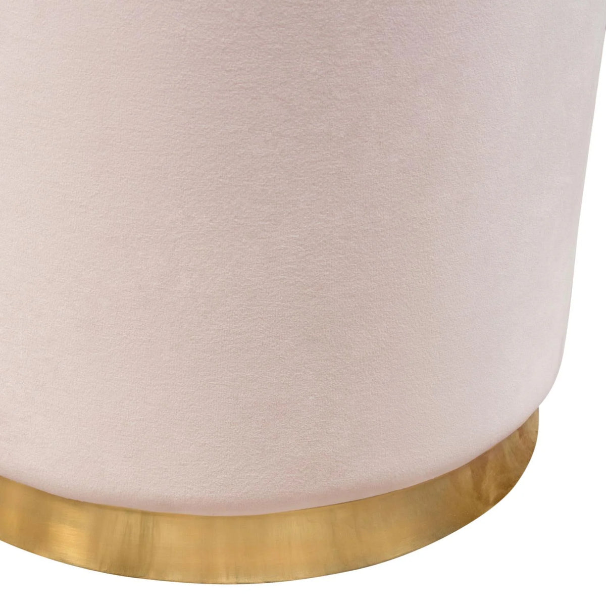 Blush Pink Velvet Round Accent Ottoman T83427