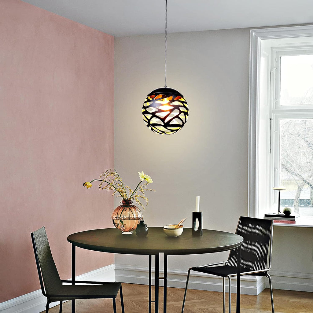 Matte Black Metal Pendant Light with Bulb Included X23756