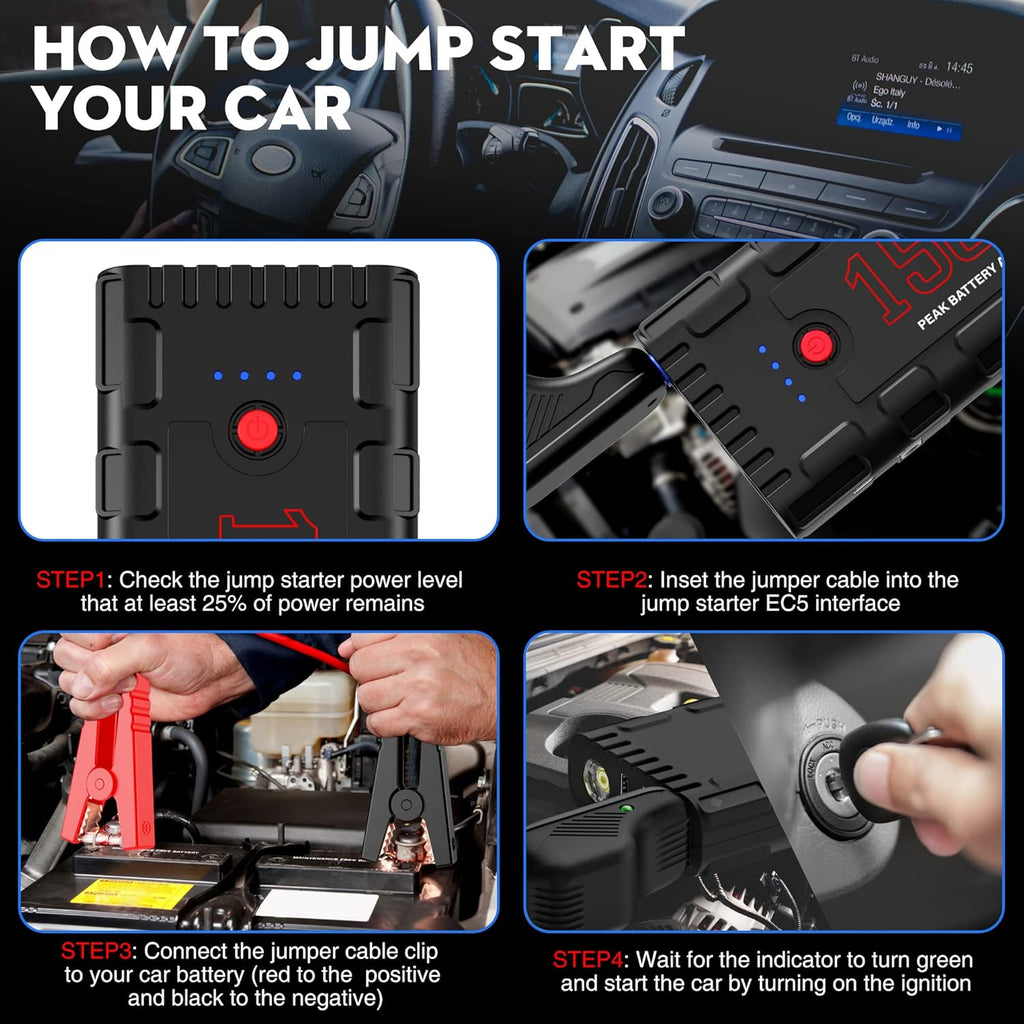 Car Jump Starter, 21800mAh 12V Portable Lithium Jump Box with LED Light E2295