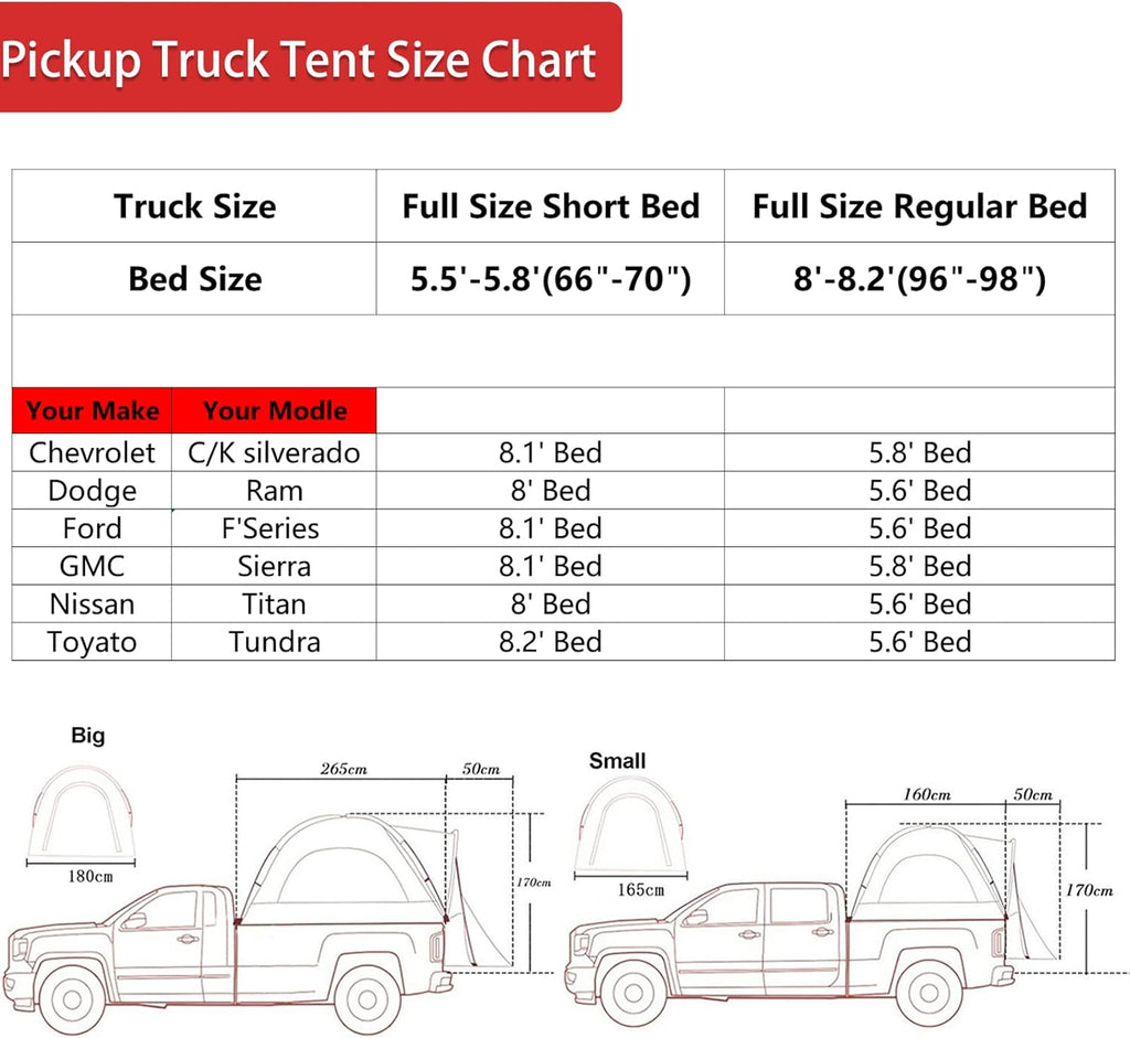 Waterproof Double Layer Pickup Truck Tent for 2 Person N3190
