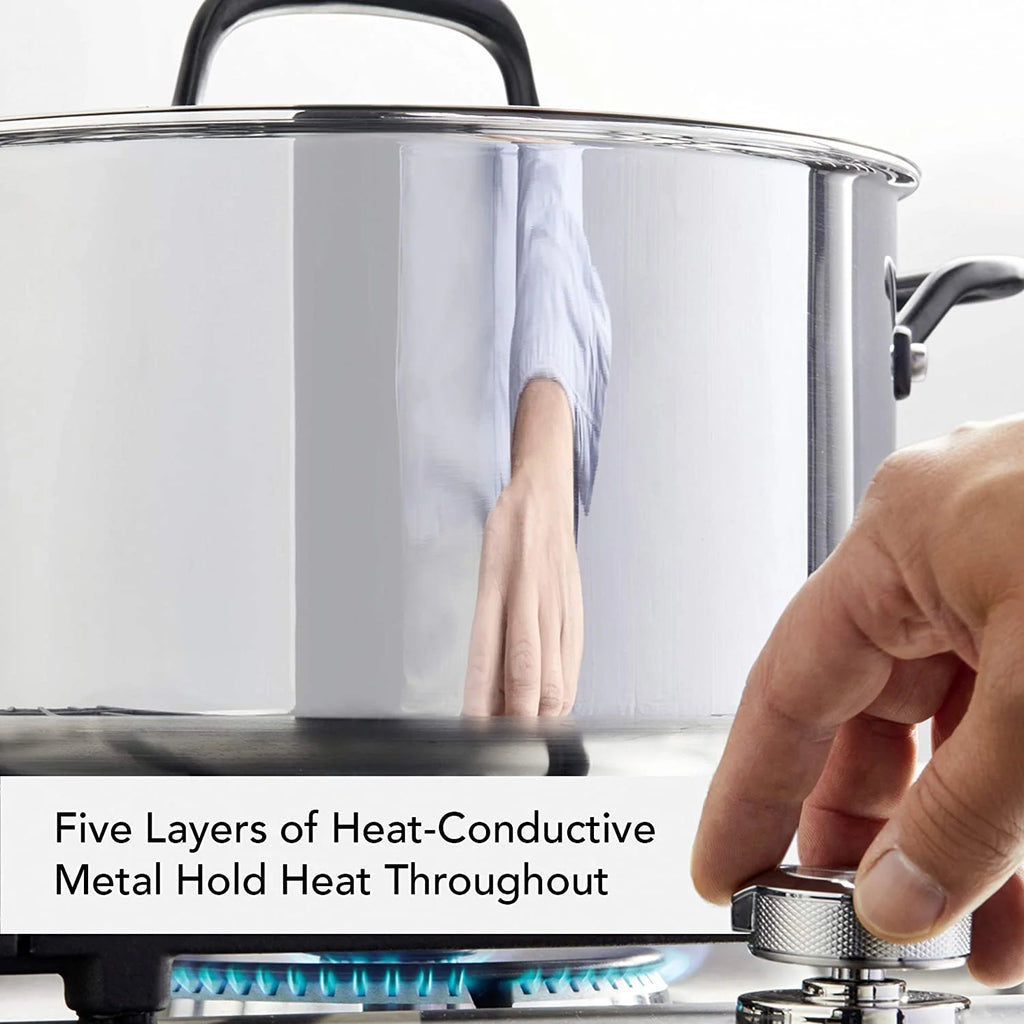 5-Ply Clad Stainless Steel Stock Pot with Lid, 8 Quart D2409