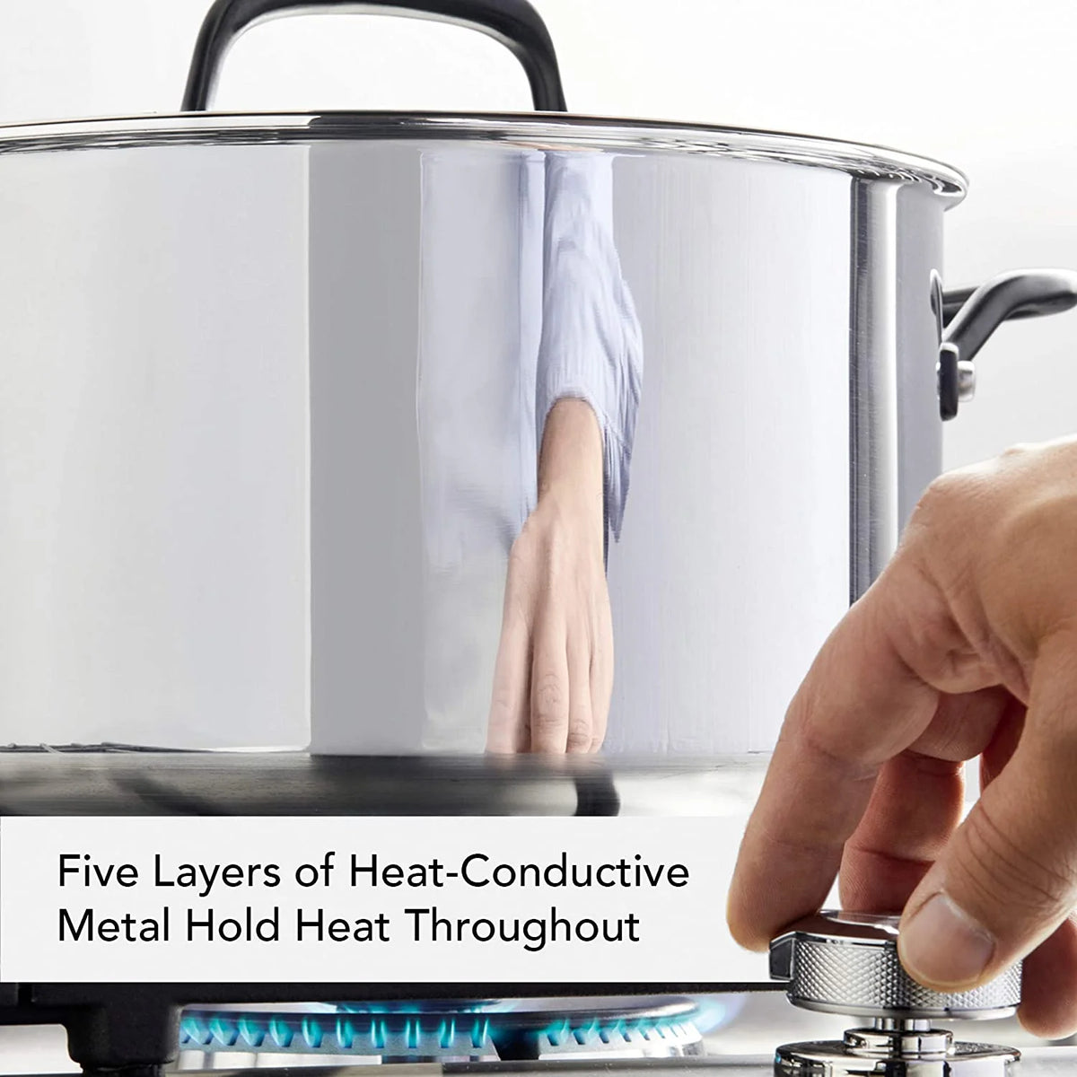5-Ply Clad Stainless Steel Stock Pot with Lid, 8 Quart D2409