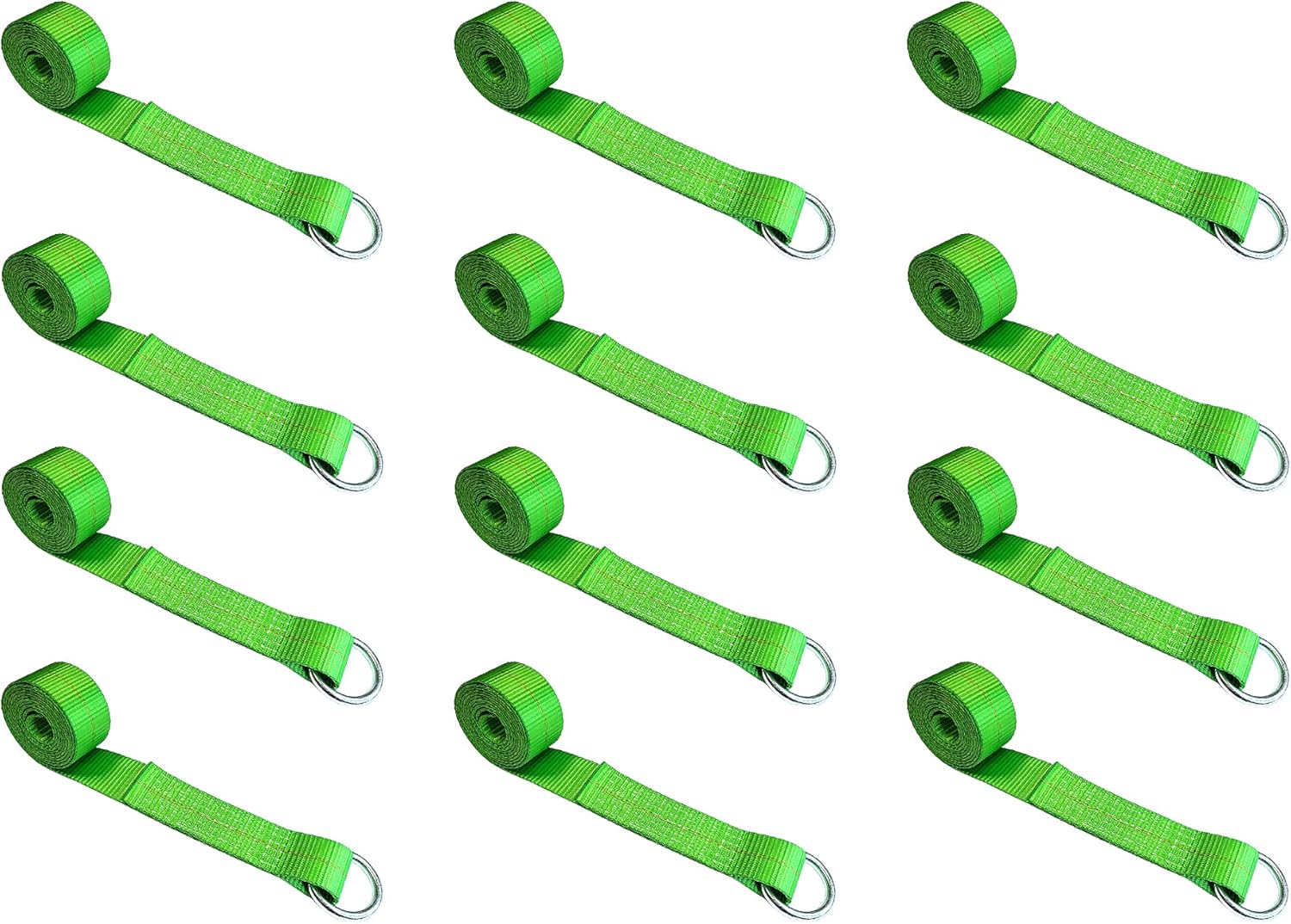 2 in x 10’ O-Ring Trailer Tie Down Lasso Strap (Green, 10 - Pack) Y458