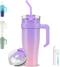 40 oz Stainless Steel Double Wall Vacuum Insulated Tumbler with Handle and Flip Straw Lid A101356