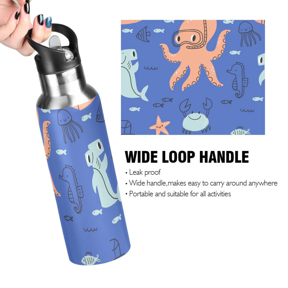 Stainless Steel Insulated Water Bottle with Straw Lid H312746