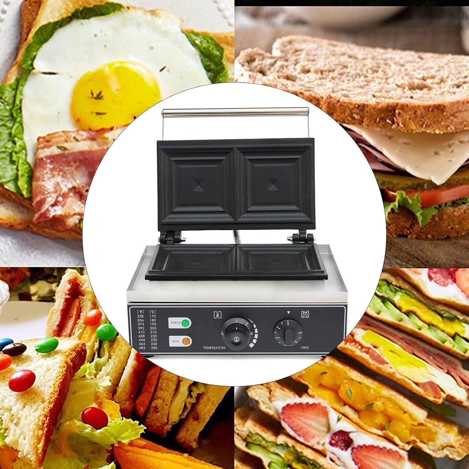 Square Waffle Iron, 10Pcs Nonstick Dual Heating Electric Waffle Machine X37476