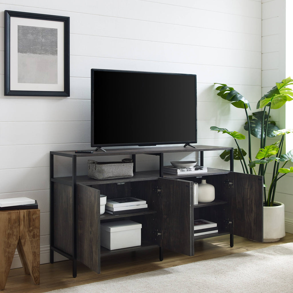 Brown Ash Matte Black Media Stand E261