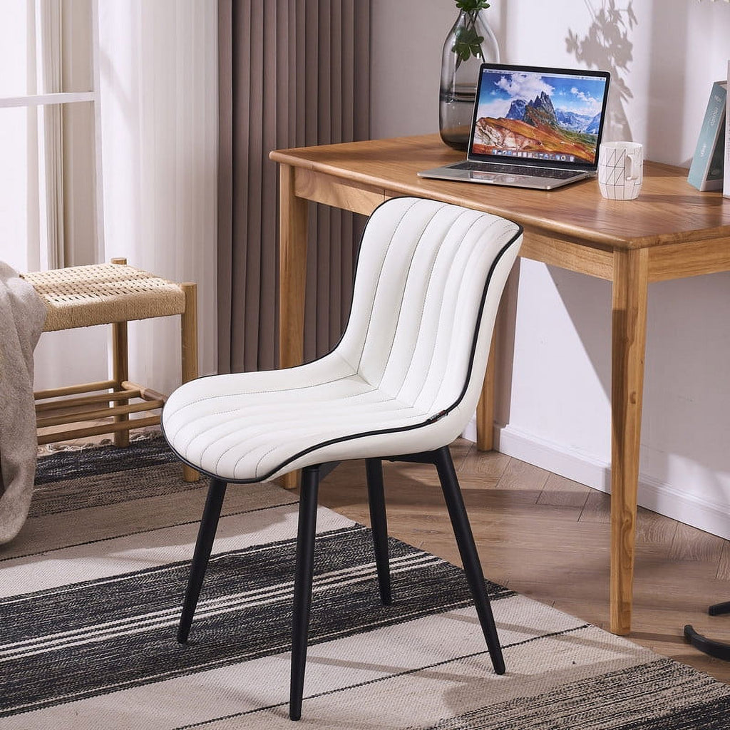White Faux Leather Dining Chair Set of 2 F18943