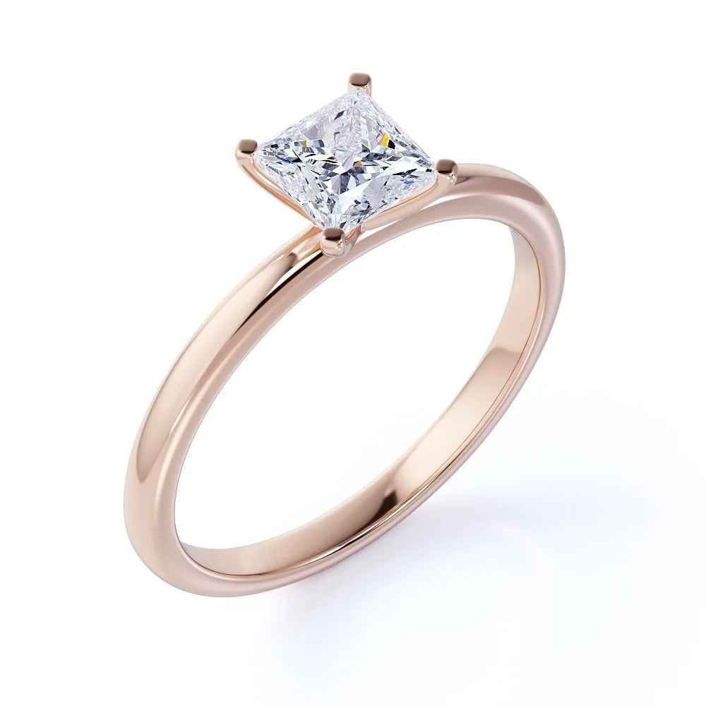 10k Rose Gold Princess Cut Moissanite Engagement Ring J5181