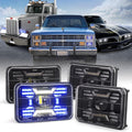 4x6 inch LED Headlights with White Blue DRL Amber Turn Signal E184144