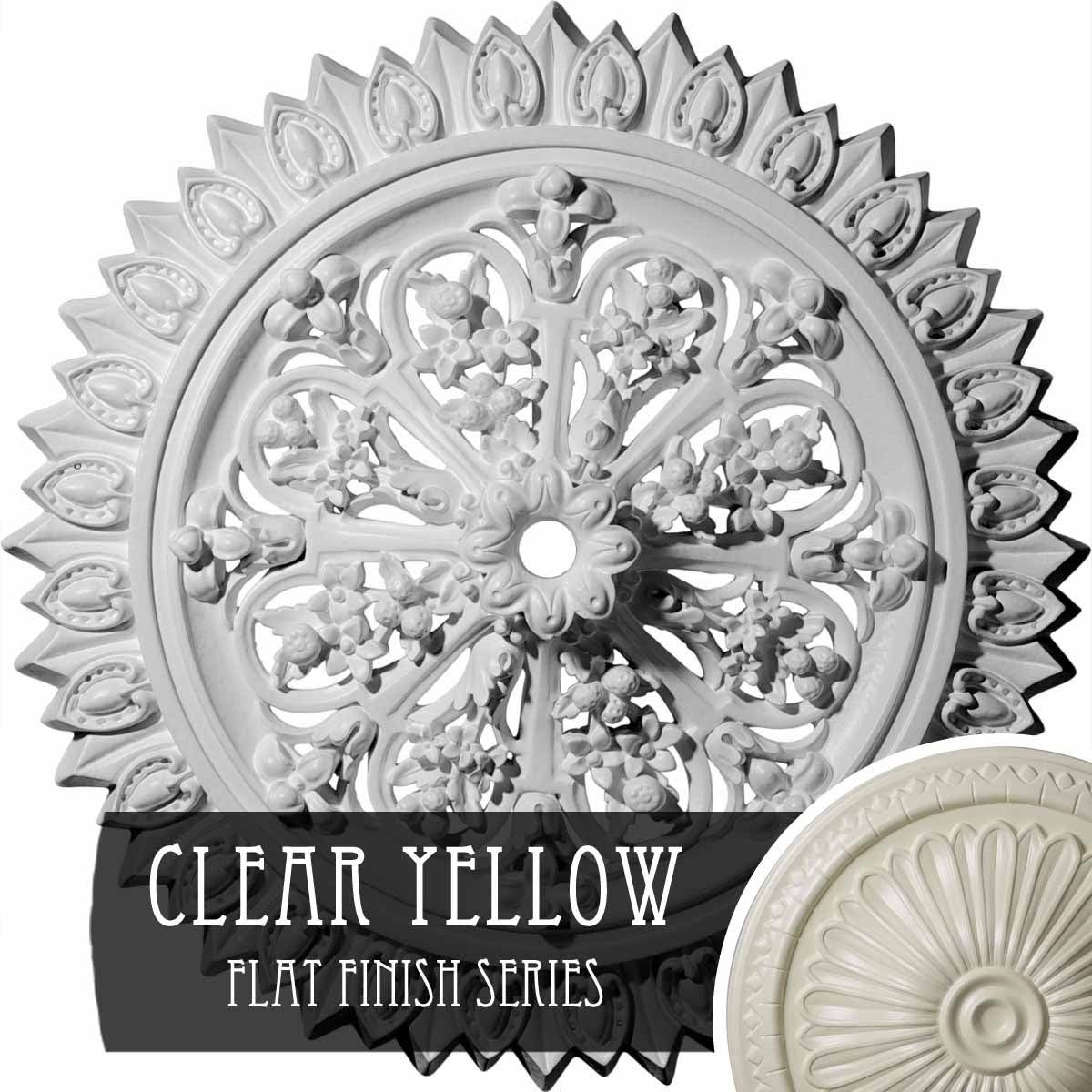 24 3/4x22OD 1 3/8x22ID x 3 1/4x22P Hand-Painted Clear Yellow Ceiling Medallion T982