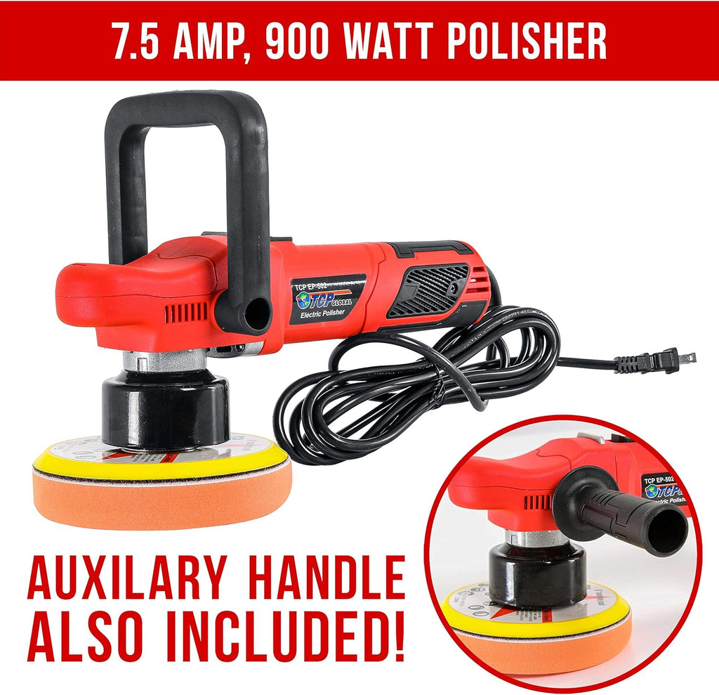 6 Pad Random Orbit Dual-Action Polisher with Waffle Foam & Wool Buffing Kit N578