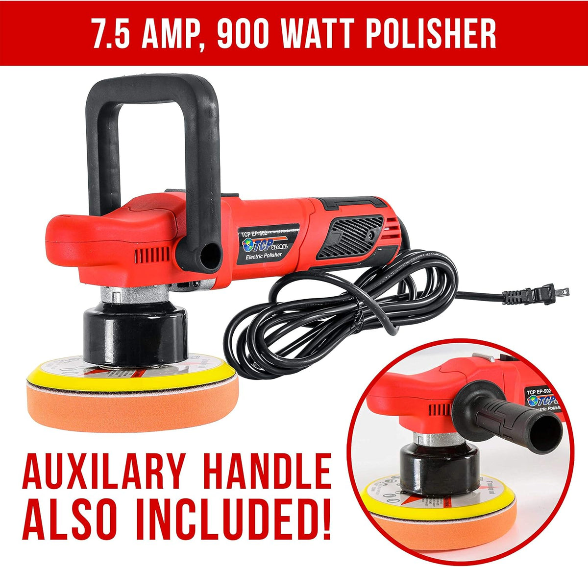 6 Pad Random Orbit Dual-Action Polisher with Waffle Foam & Wool Buffing Kit N578