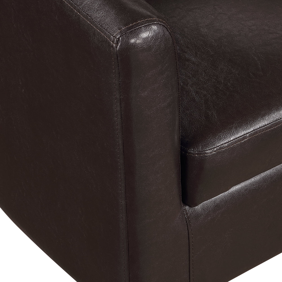 Espresso Faux Leather Accent Chair with Ottoman C106