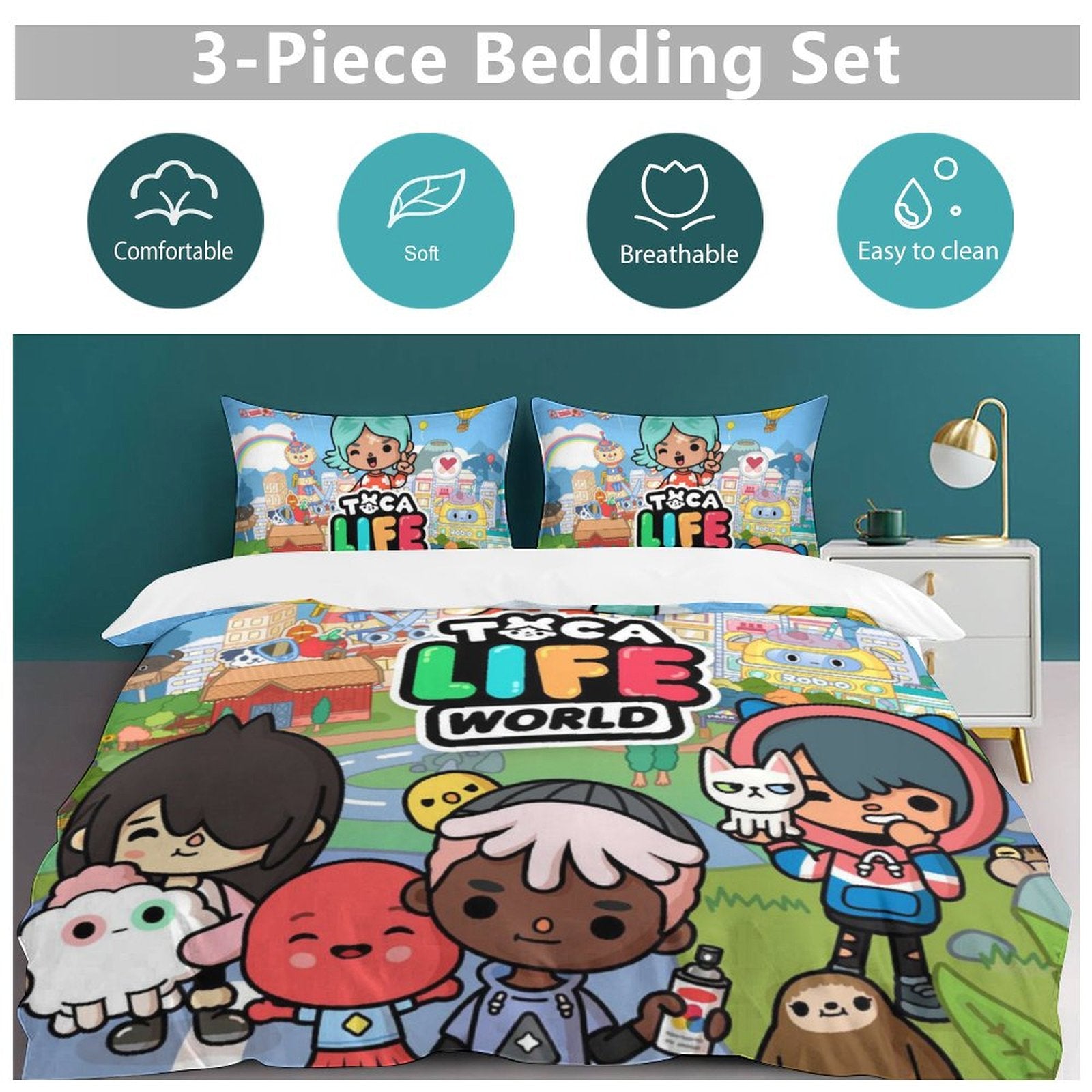 3 Pieces Bedding Sets With 1 Duvet Cover 2 Pillowcases E322226