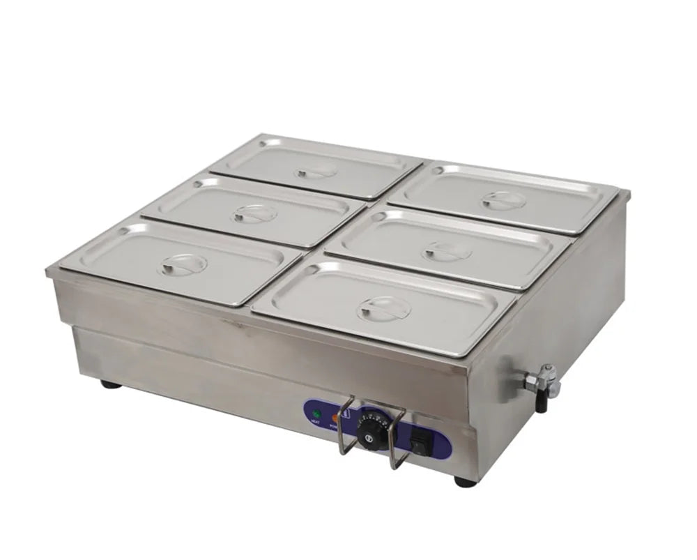 6-Pot Bain-Marie Buffet Food Warmer with 6INCH Deep Pan Double Row Countertop Steam Table R92797