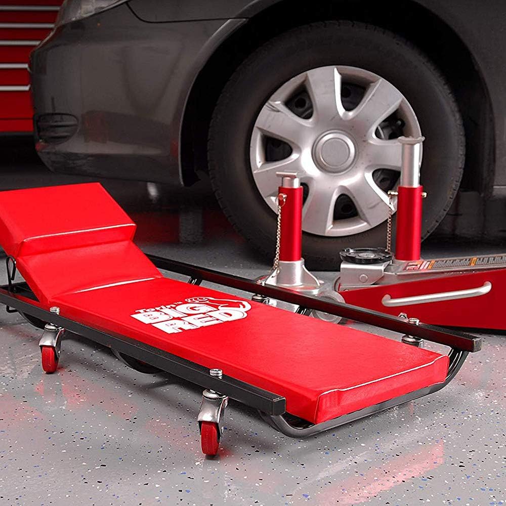 40 Padded Mechanic Cart with Adjustable Headrest and 6 Casters Q3959