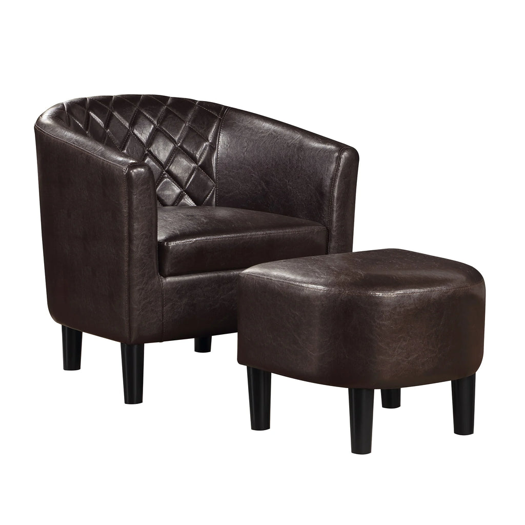 Espresso Faux Leather Accent Chair with Ottoman C106