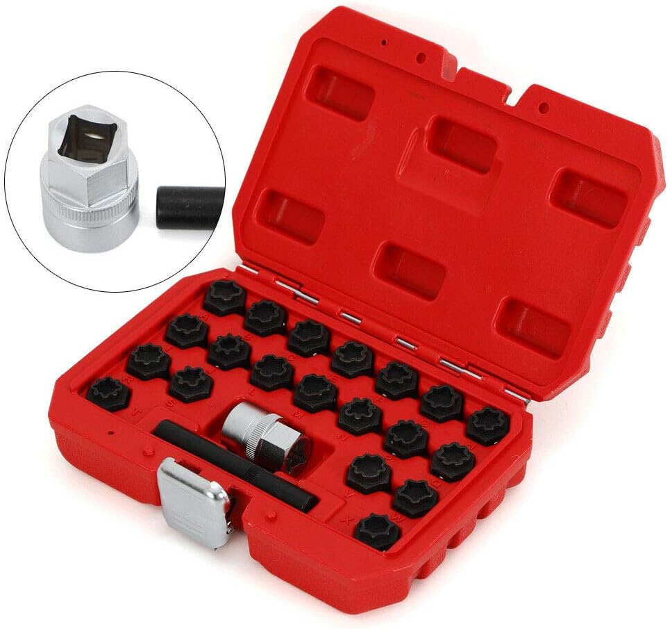 22Pc Wheel Locking Key Lug Nut Removal Set R665