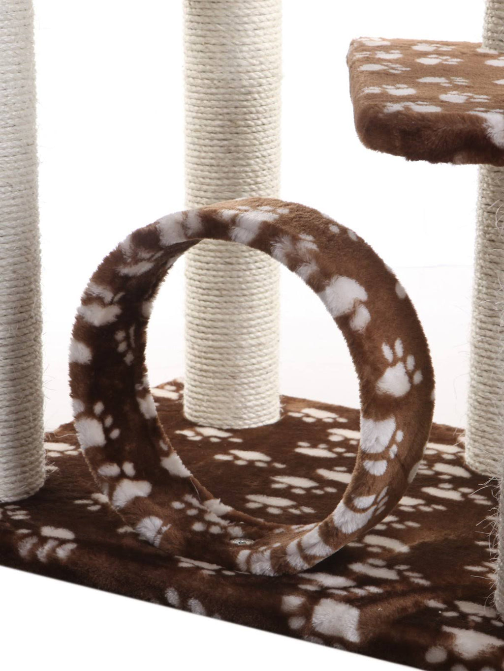 Saddle Brown/White Paw Print Cat Tree I513