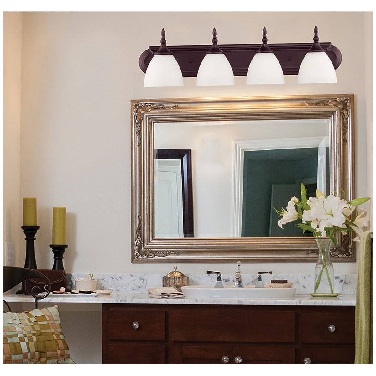 English Bronze 4 Light Bath Bar O952