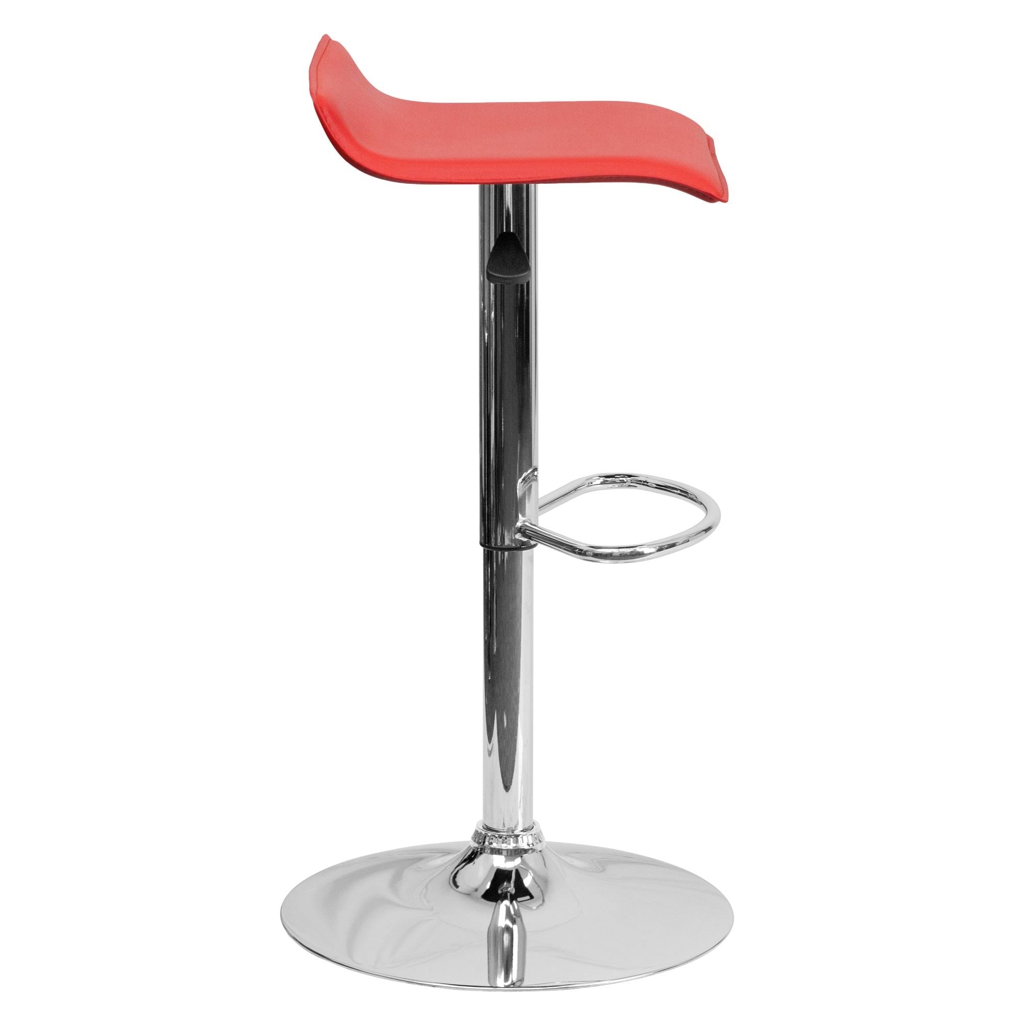 Red Vinyl Height Adjustable Barstool with Chrome Base Z6723