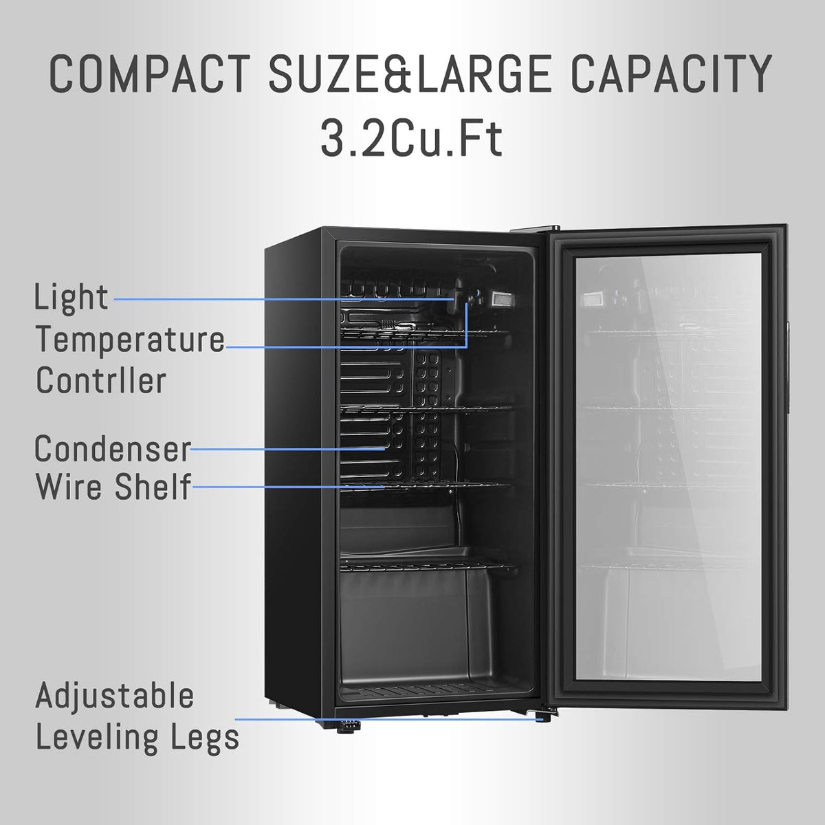 105 Can Freestanding Beverage Refrigerator with Double Glass Door R629