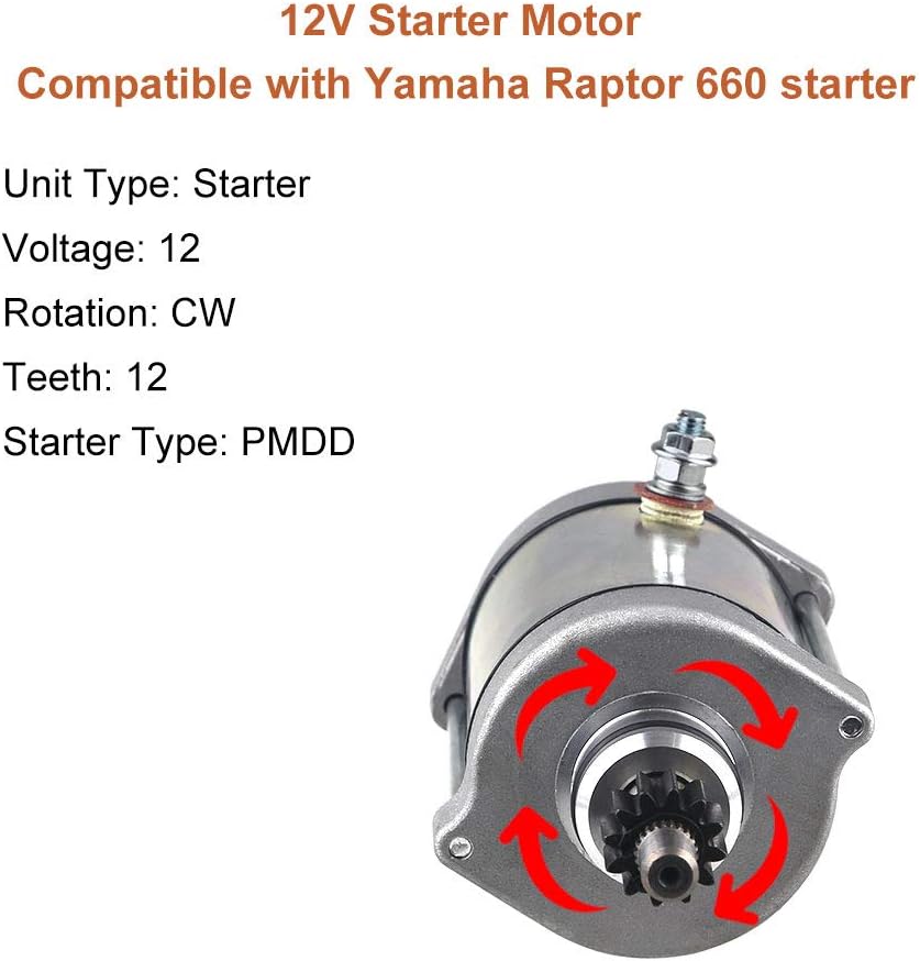 Starter Compatible with Yamaha Raptor 660 2001-2005 Pack of 2 J8397