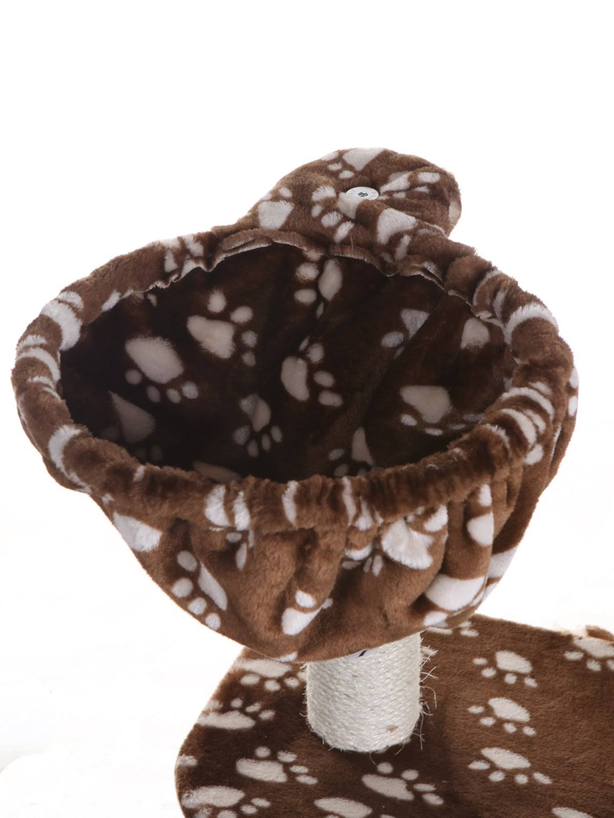 Saddle Brown/White Paw Print Cat Tree I513