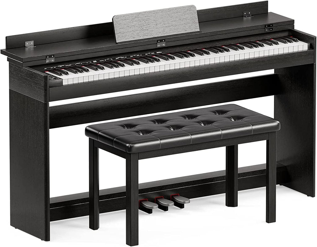 88 Key Digital Piano with Padded Bench, Music Stand, Power Adapter, 3-Pedal Board, Headphone Jack, White L93871