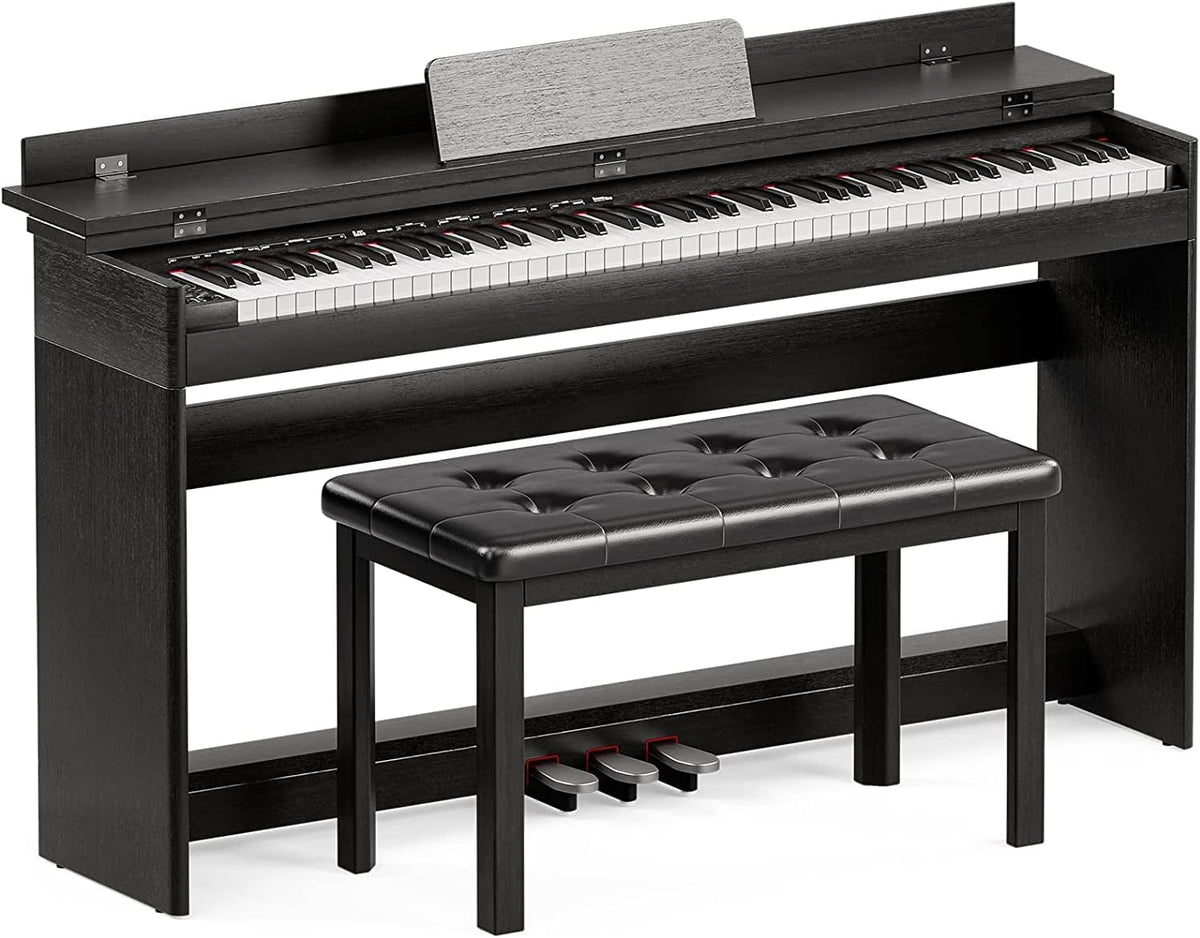 88 Key Digital Piano with Padded Bench, Music Stand, Power Adapter, 3-Pedal Board, Headphone Jack, White L93871