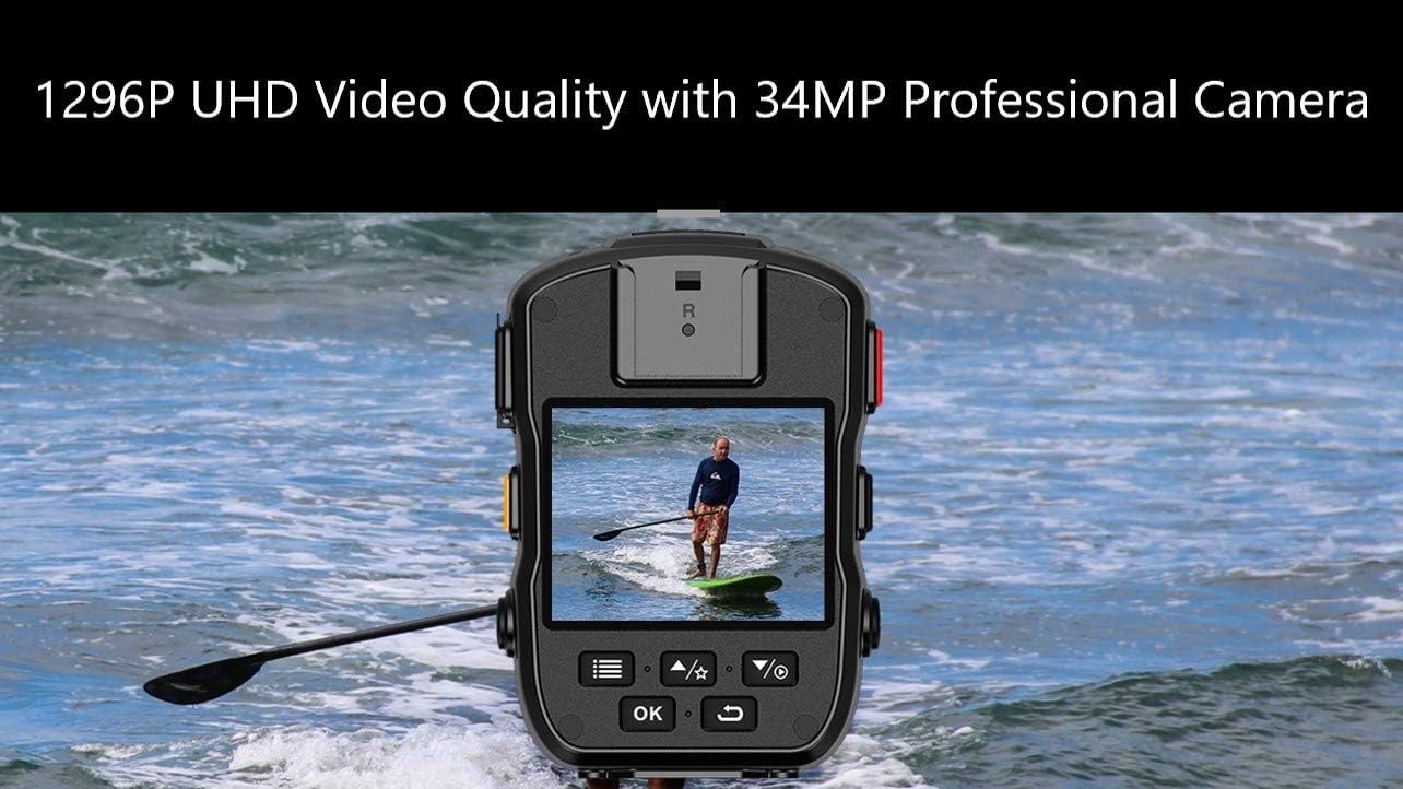1296P UHD Body Camera with Audio, 128GB, 2 Inch Display, Night Vision, Waterproof, Shockproof X49099