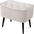 Tufted Curve Tan Velvet Ottoman Foot Stool with Steel Legs N392