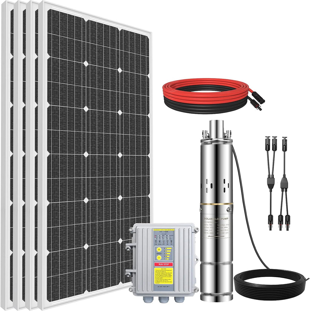 24V 400W Submersible Solar Well Pump Kit with 16ft Cable L1855