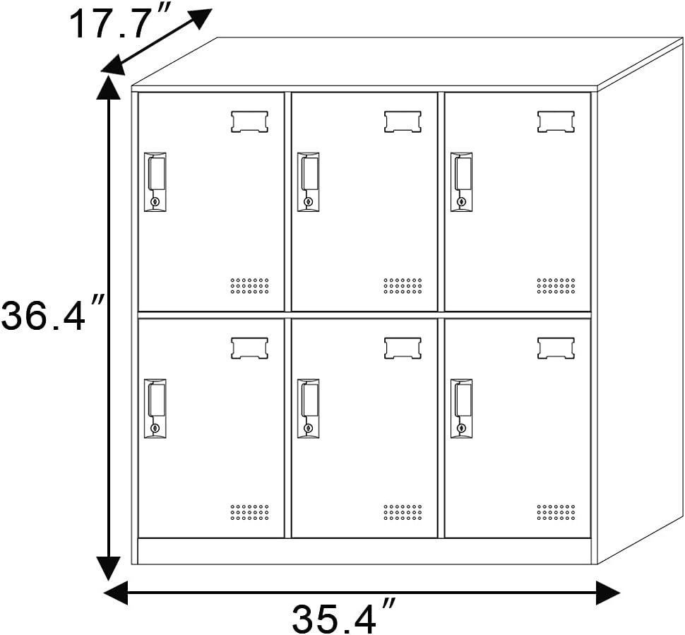 6 Door Steel Storage Locker Cabinet with Lock H967