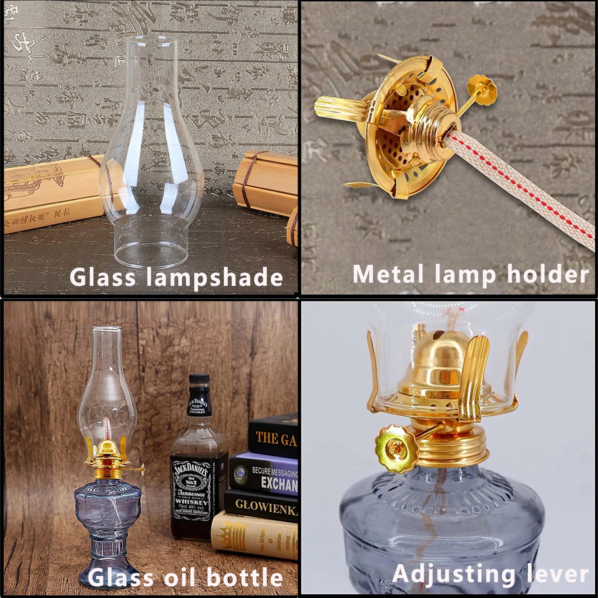 Retro Kerosene Oil Lamp with Clear Glass Shade S877