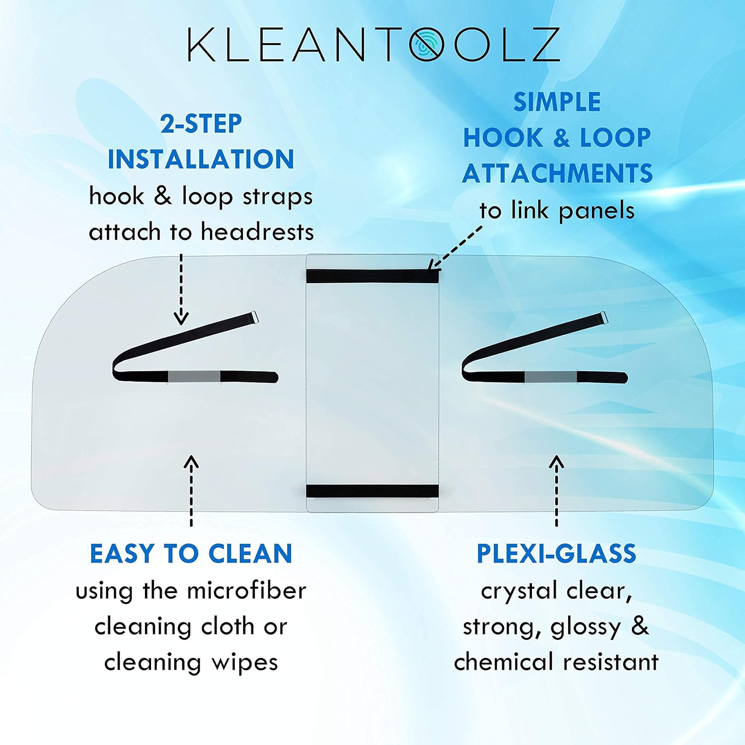 Adjustable Plexiglass Car Sneeze Guard Bundle with Cleaning Cloth E27370