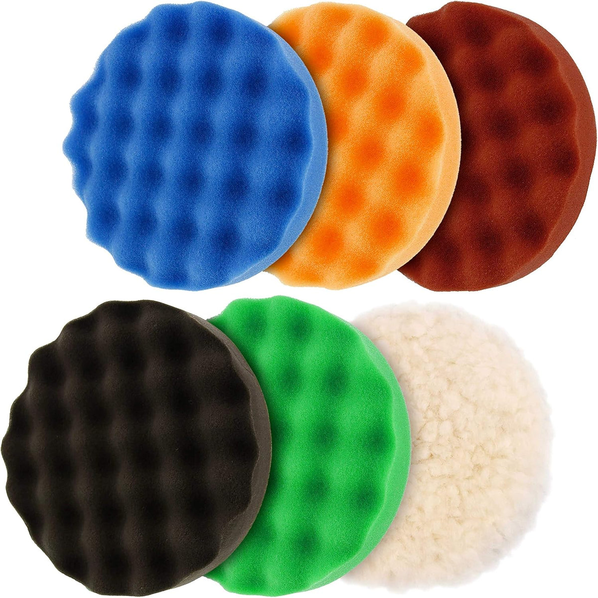 6 Pad Random Orbit Dual-Action Polisher with Waffle Foam & Wool Buffing Kit N578