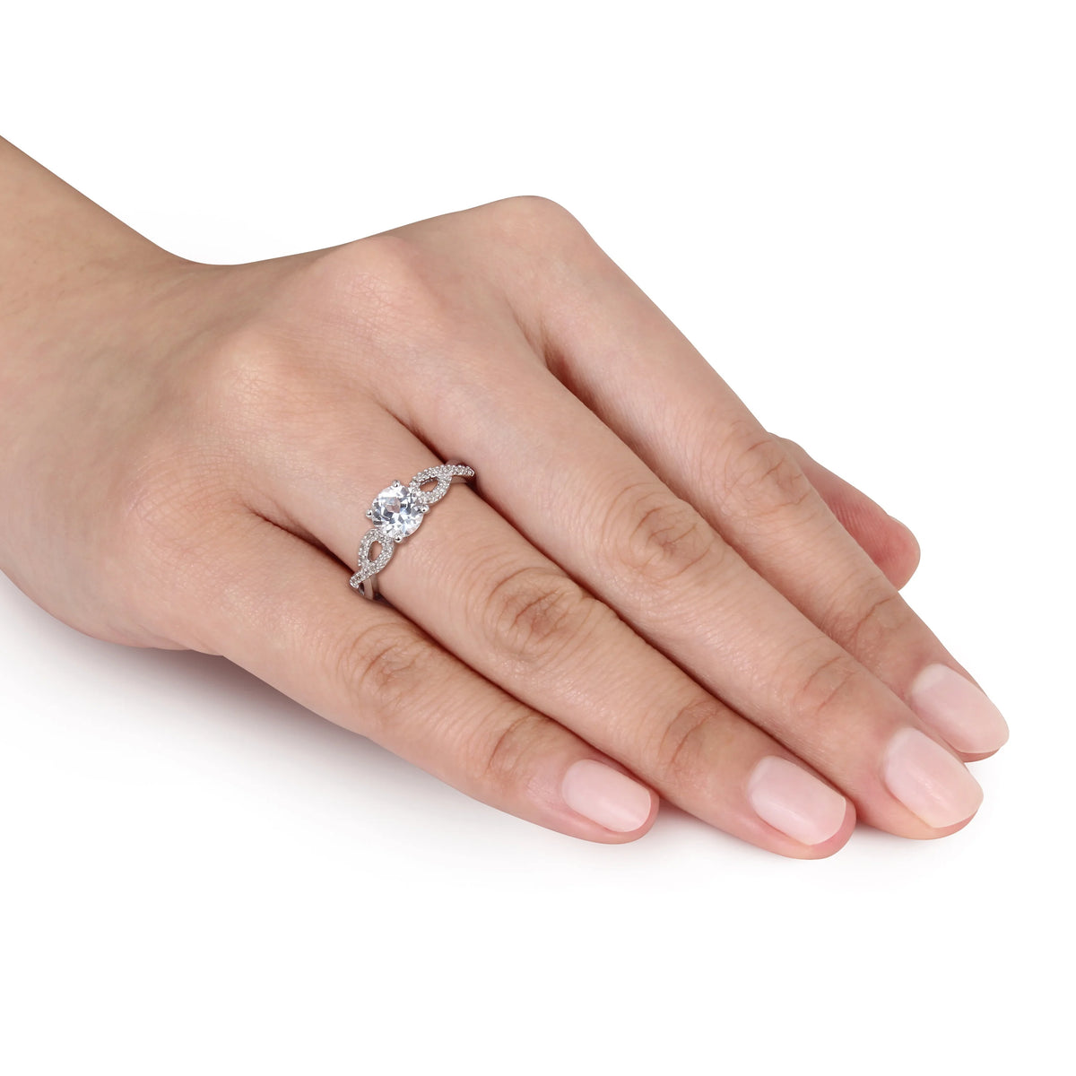 10kt White Gold Solitaire Ring with Infinity Band R636107