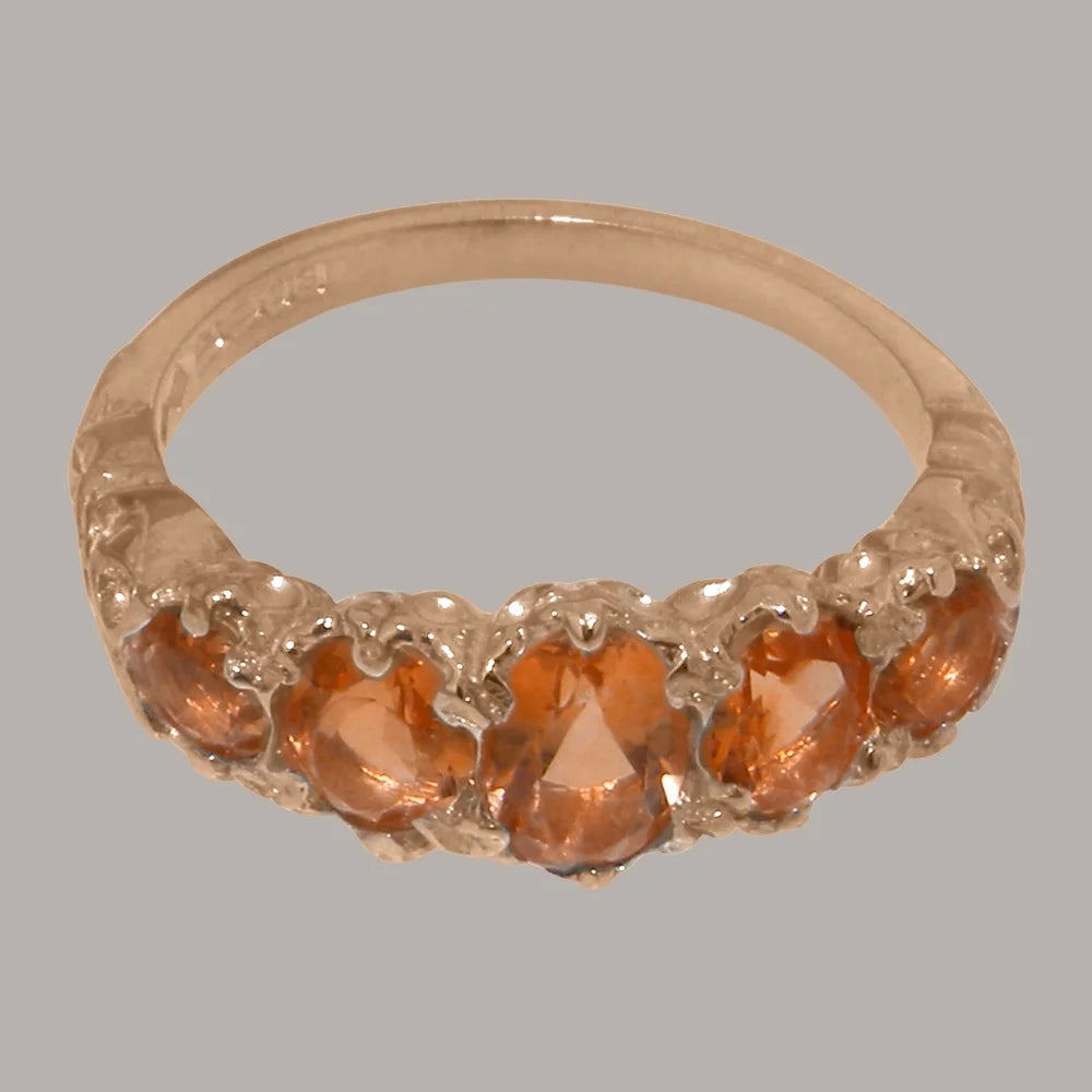 9k Rose Gold Citrine Womens Band Ring B115772