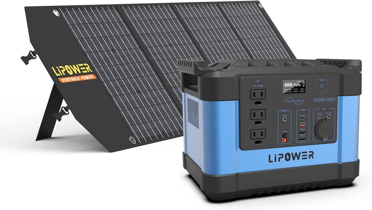 Portable Power Station 1000W Solar Generator with 3 110V Pure Sine Wave AC Outlet H437083